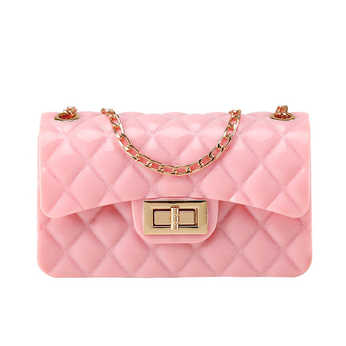 Wholesale Shoulder Bag PVC Rhombus Chain Pearlescent Diagonal Span JDC-SD-KLD003