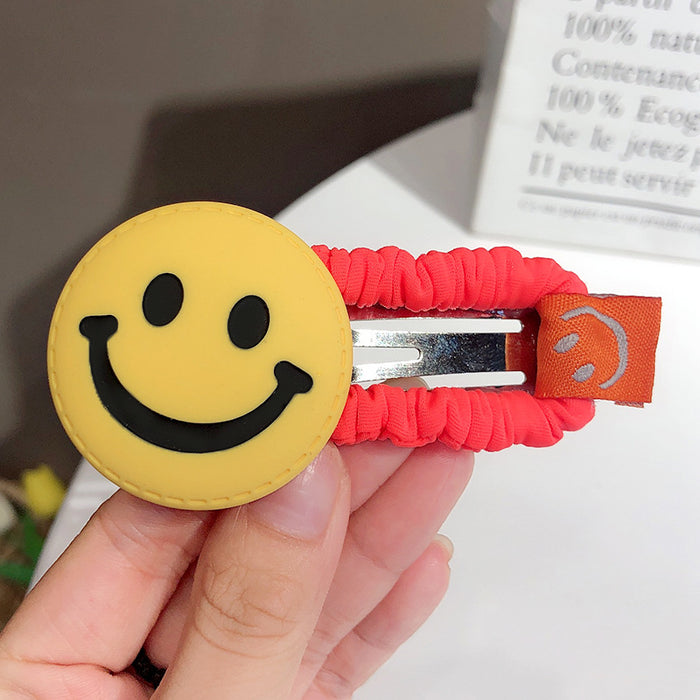 Wholesale Colored Frilled Edge Clip Large Smiley Hair Clip JDC-HC-HShi004