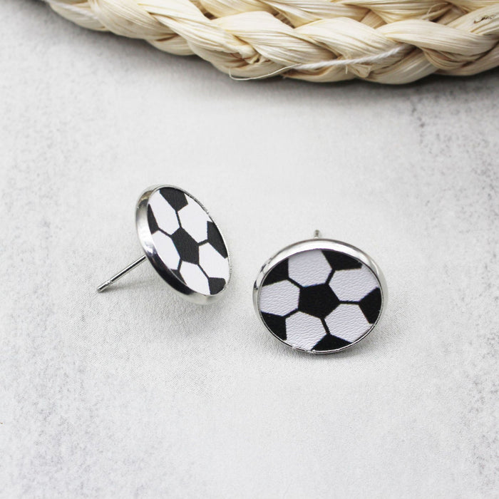 Wholesale Earrings Leather Round Sports Wind Balls MOQ≥2 JDC-ES-TianPi022