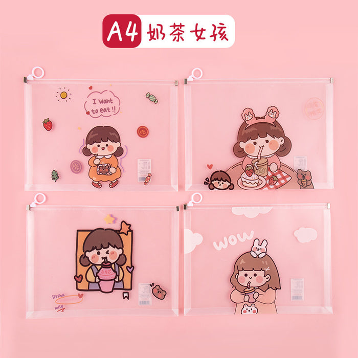 Wholesale PP A4 cartoon zipper file bag JDC-FB-midu001