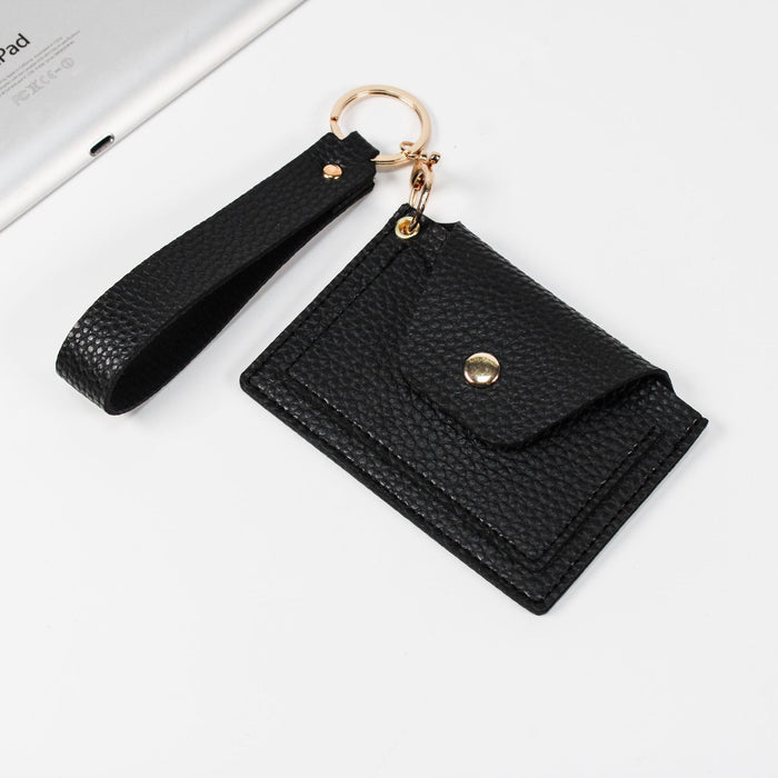 Wholesale PU Leather Candy Color Litchi Pattern Wallet Keychain MOQ≥3 JDC-KC-XXZN002