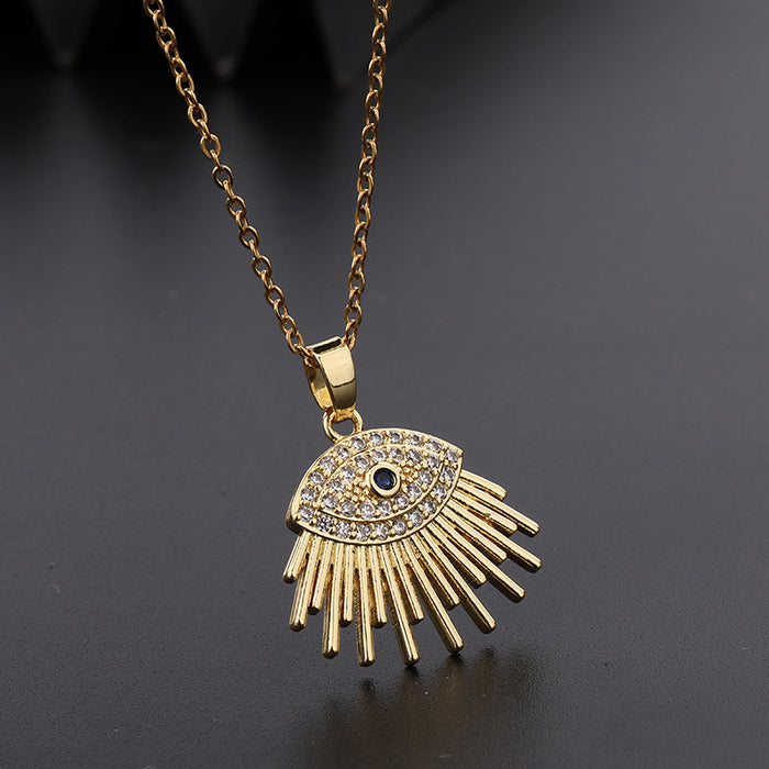 Wholesale Necklaces Titanium Steel Zircon Openwork Devil's Eye MOQ≥2 JDC-NE-ShangY023