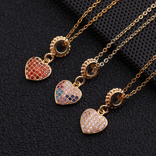 Jewelry WholesaleWholesale Micro Set Colored Zircon Geometric Pendant Heart Necklace JDC-NE-ShangY005 Necklaces 尚易 %variant_option1% %variant_option2% %variant_option3%  Factory Price JoyasDeChina Joyas De China