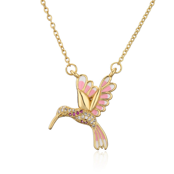 Jewelry WholesaleWholesale dripping oil personality fairy bird pendant copper plated real gold necklace JDC-NE-AG149 Necklaces 澳古 %variant_option1% %variant_option2% %variant_option3%  Factory Price JoyasDeChina Joyas De China