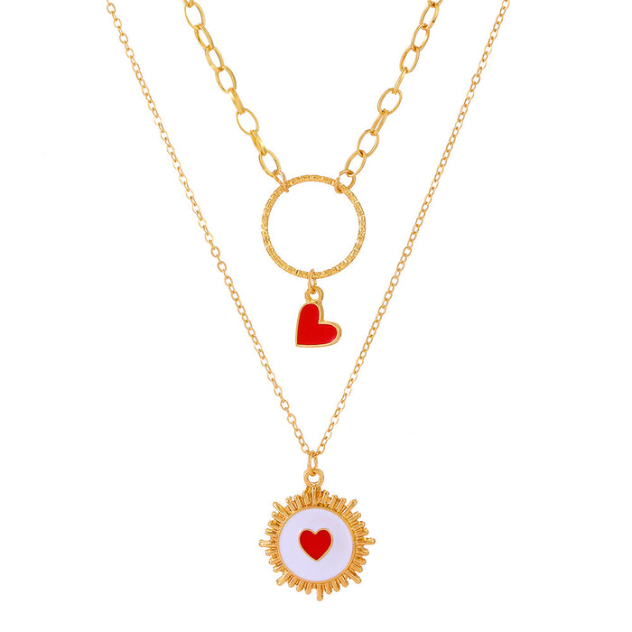 Wholesale Double Layer Love Pendant Necklace for Women JDC-NE-D046