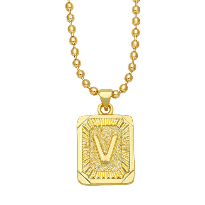 Wholesale Fashion Versatile 26 English Alphabet Necklaces Plated 18K Gold Square Letters JDC-NE-AS586