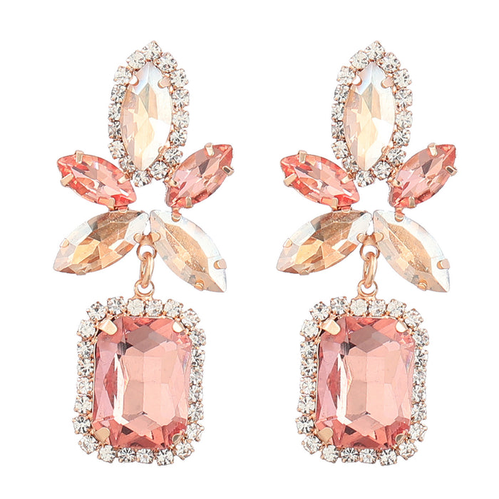 Wholesale Colored Diamond Alloy Diamond Floral Square Earrings JDC-ES-JL1001