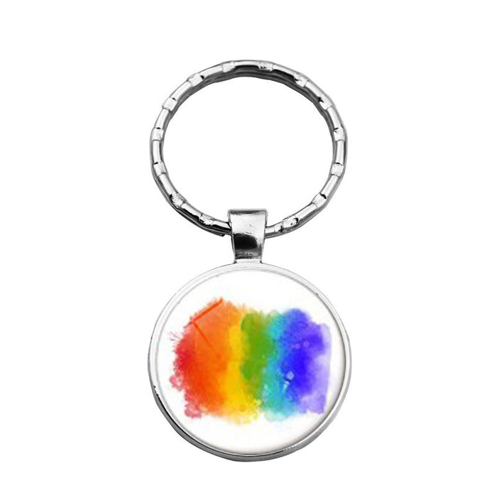 Wholesale LGBT Pride Day Alloy Glass Gemstone Keychain JDC-KC-XuS023