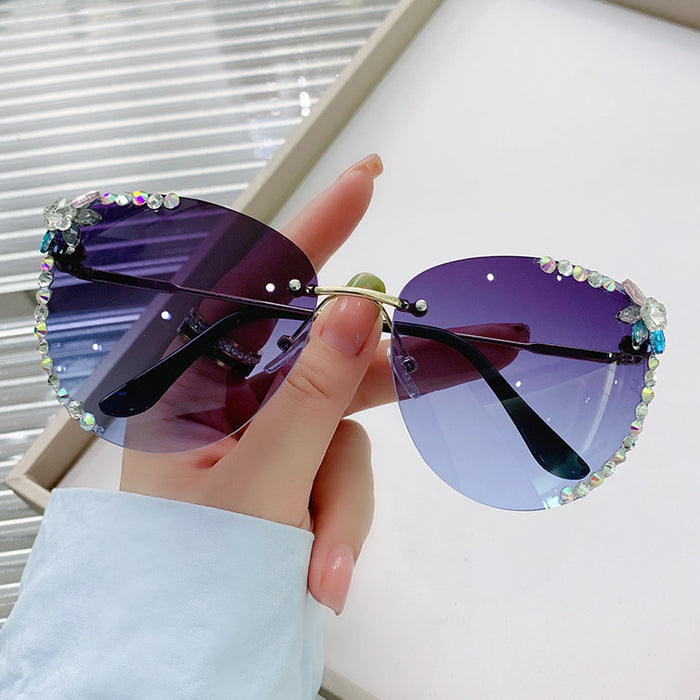 Wholesale rimless UV protection diamond rimless sunglasses JDC-SG-ZhanH004