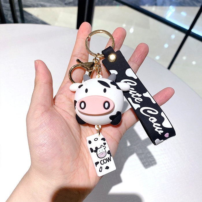 Wholesale Keychain Silicone Cartoon Cute Cows MOQ≥2 JDC-KC-LeZ024