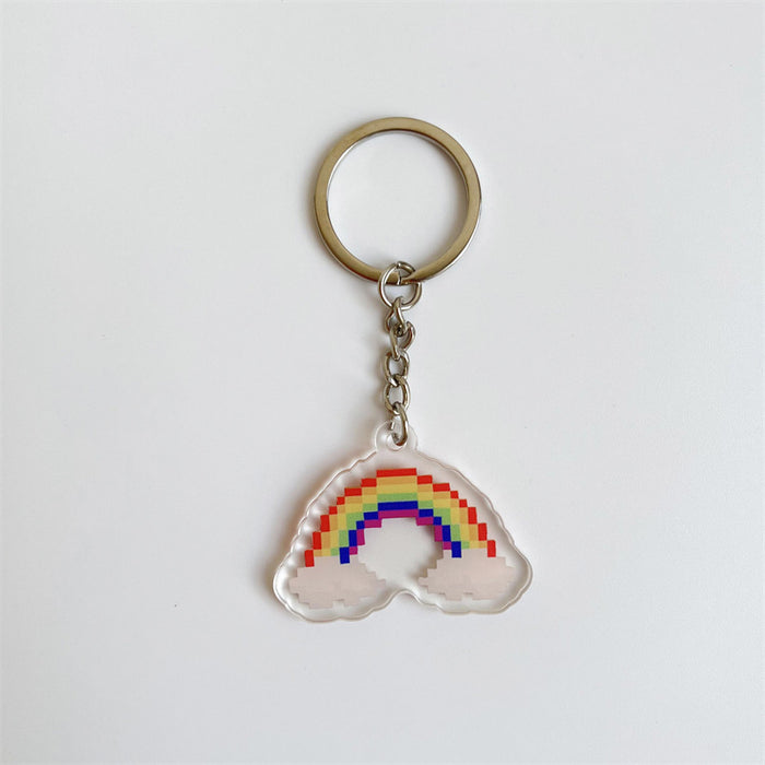 Wholesale LGBT Rainbow Acrylic Keychain Bag Bag Pendant Double Sided Pendant JDC-KC-HeRun001