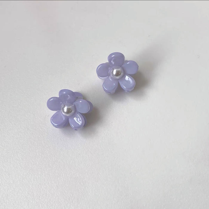 Wholesale Hair Clips Acrylic Girl Jelly Flower Color Diamond Pearl Mini MOQ≥2 JDC-HC-QZ005