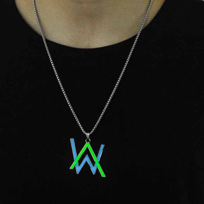 Wholesale Necklace Stainless Steel Waterproof Letter Luminous MOQ≥2 JDC-NE-ZiFei008