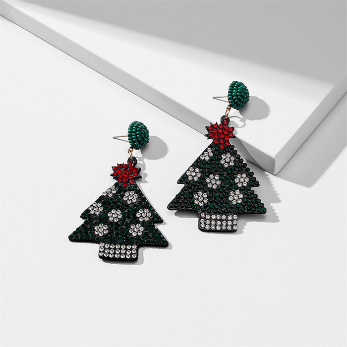 Wholesale Earring Alloy Christmas Tree Santa Claus Diamond Earrings JDC-ES-GuTe031