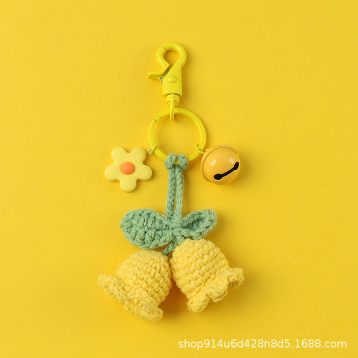 Wholesale bluebell wool knitted flower keychain JDC-KC-CYa007