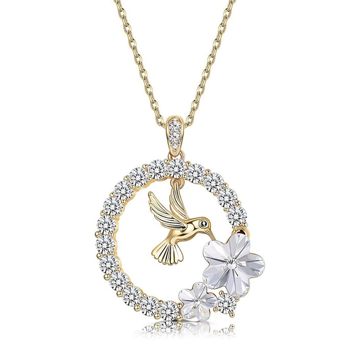 Wholesale jewelry design sense round hummingbird flower necklace MOQ≥2 JDC-NE-zhuyue009