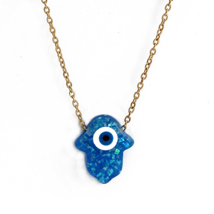 Wholesale Necklace Titanium Steel Painted Oil Colorful Evil Eye MOQ≥2 JDC-NE-BaiDing009