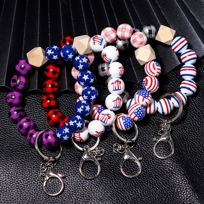 Wholesale Wooden Keychain Bead Bracelet Keyring MOQ≥2 JDC-KC-NXD002