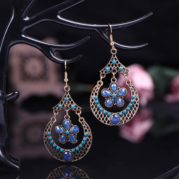 Wholesale Earrings Alloy Vintage Hollow Small Flowers MOQ≥2 JDC-ES-Daiq048