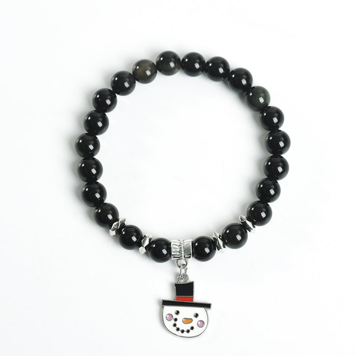 Wholesale Bracelet Crystal Color Christmas Cute Snowman Pendant Beaded JDC-BT-ZhiSF005