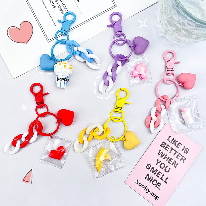 Wholesale Color Heart Shaped Soft Pottery Keychain JDC-KC-QiaM009