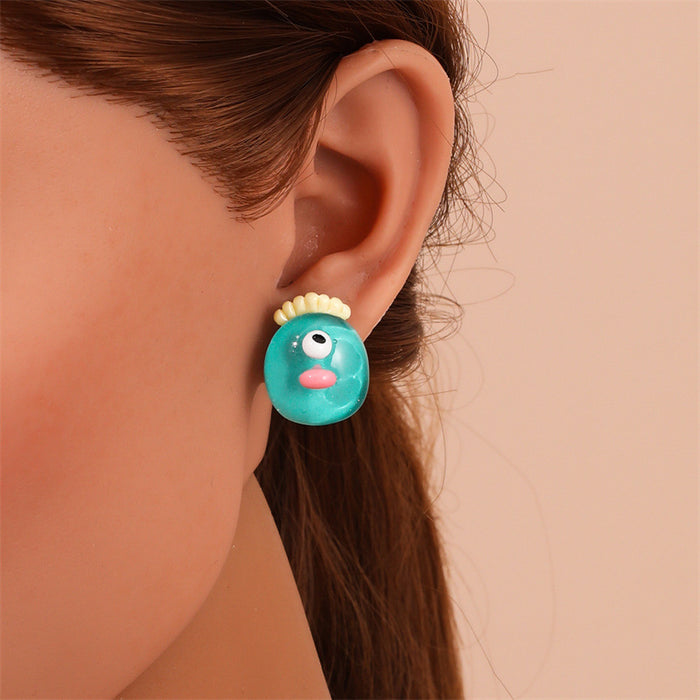 Wholesale Earrings Acrylic Cute Small Cartoon Fun Stud Earrings JDC-ES-GuTe038