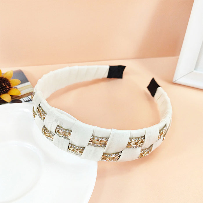 Wholesale Headband PU Leather Rhinestones JDC-HD-ChaoX006