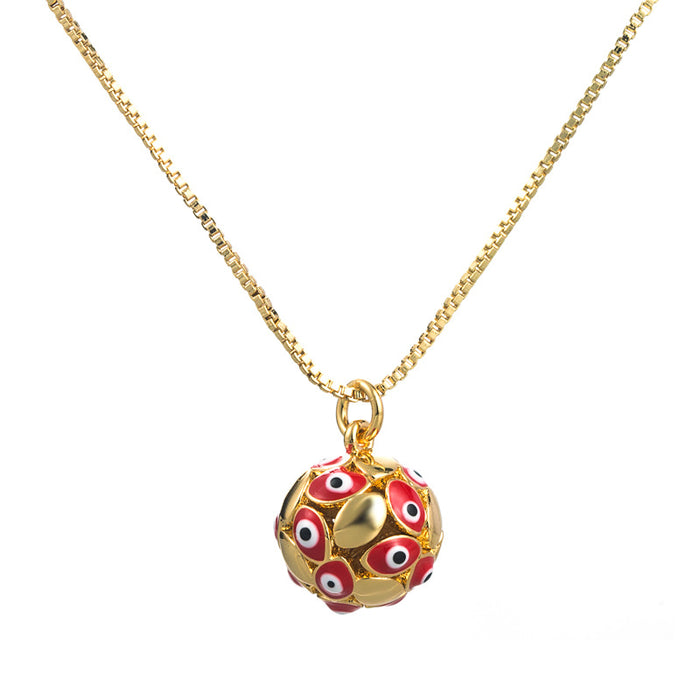 Jewelry WholesaleWholesale Real Gold Drop Oil Geometric Spherical Devil's Eye Necklace JDC-NE-yiseng003 Necklaces 镱森 %variant_option1% %variant_option2% %variant_option3%  Factory Price JoyasDeChina Joyas De China