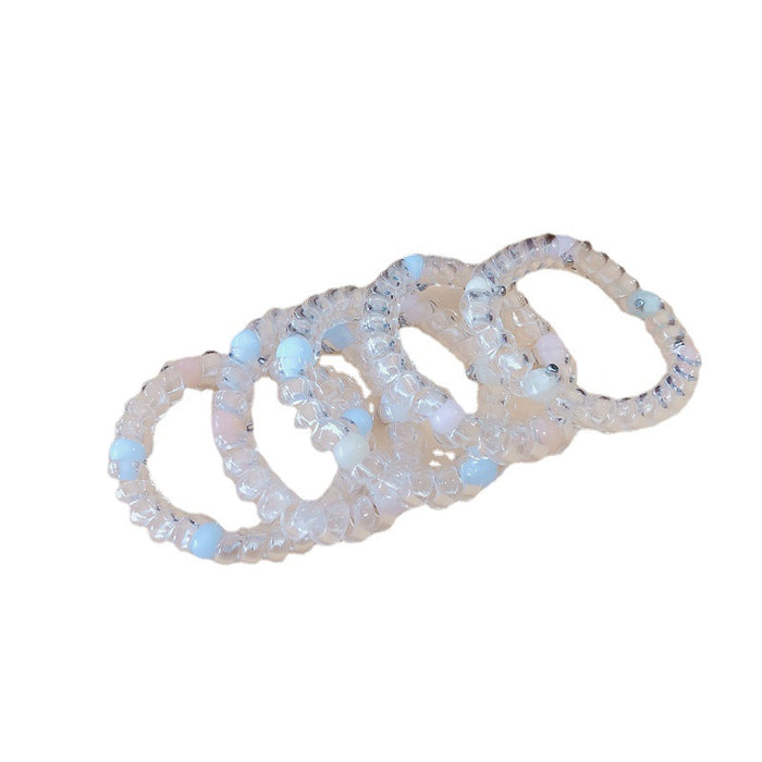 Jewelry WholesaleWholesale Transparent Beaded Phone Cord Hair Tie Hair Bracelet JDC-BT-WeiY016 Bracelet 薇雅 %variant_option1% %variant_option2% %variant_option3%  Factory Price JoyasDeChina Joyas De China