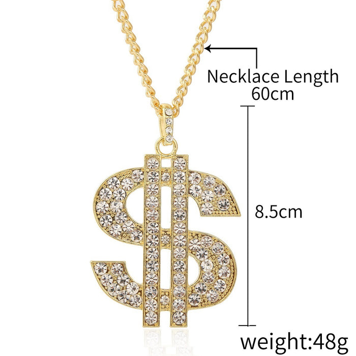 Wholesale Necklaces Alloy Rhinestone Punk Hip Hop Alphabet Men JDC-NE-ManY012