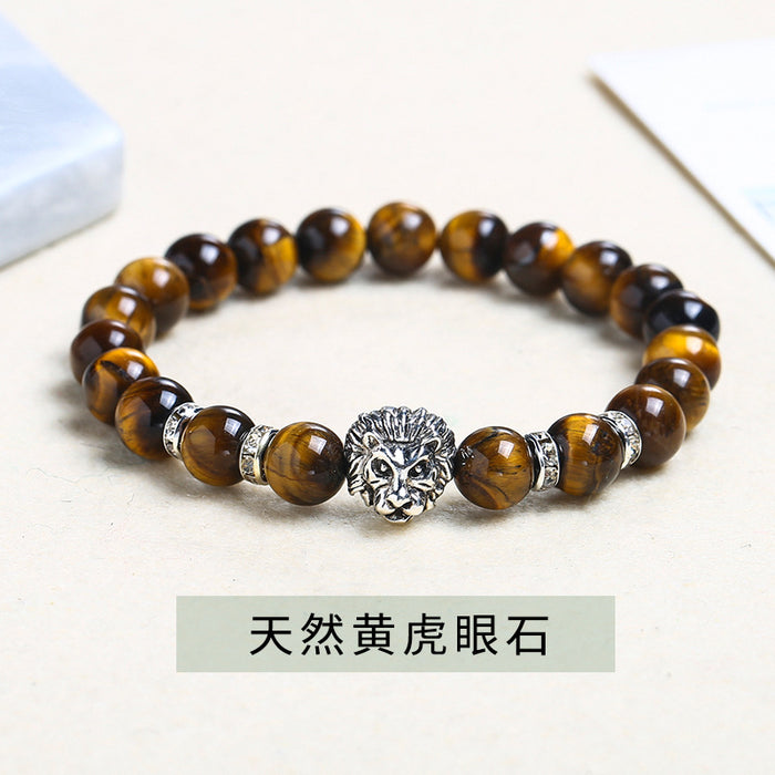 Wholesale Silver Lion Head Crystal Bracelet MOQ≥2 JDC-BT-JingD003