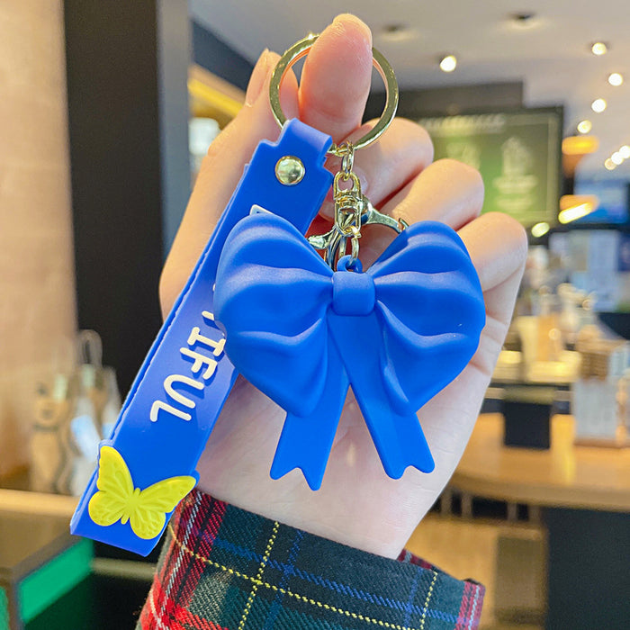 Wholesale PVC Blue Bow Keychain JDC-KC-JG225