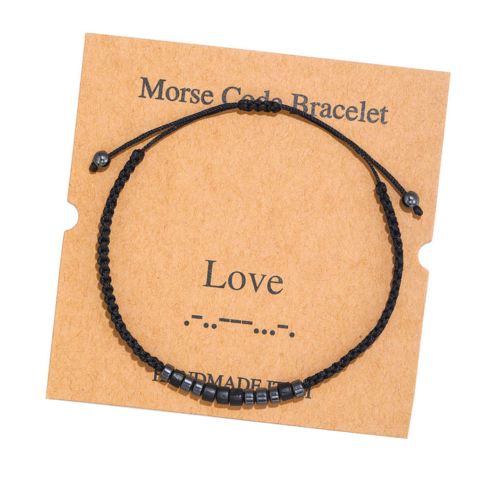 Jewelry WholesaleWholesale Morse Code Black Iron Stone Beaded Braided Bracelet JDC-BT-ZhuJ002 Bracelet 诛积 %variant_option1% %variant_option2% %variant_option3%  Factory Price JoyasDeChina Joyas De China