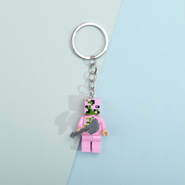 Wholesale Cartoon Plastic Building Blocks Keychain (M) JDC-KC-QMou011