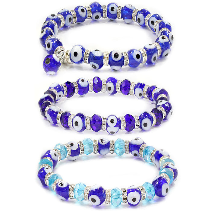 Wholesale Bracelet Vintage Glazed Blue Eyes Palm Pendant Crystal Bracelet MOQ≥2 JDC-BT-HuoM001