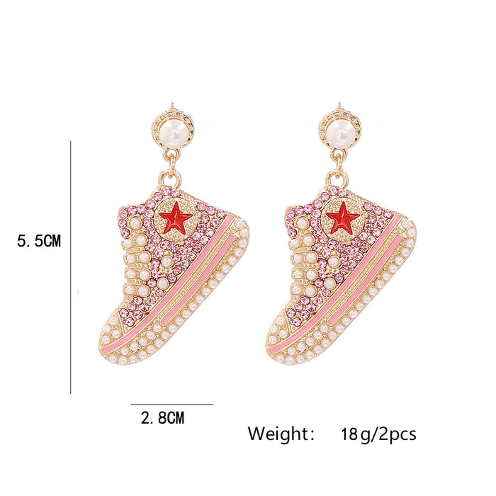 Wholesale Earrings Alloy Diamonds Cute Pink Girls Casual Shoes JDC-ES-JJ362