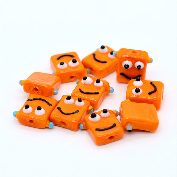 Wholesale Pendant Glass Beads Cute Robot Diy Glass Beaded Accessories MOQ≥2 JDC-PT-BiLai001