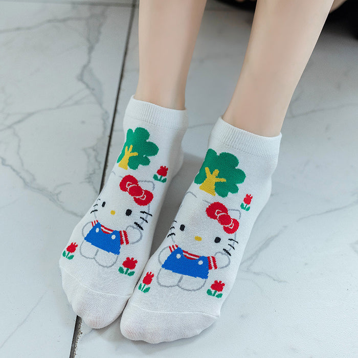 Wholesale socks fabric spring and summer cute cat cartoon sports boat socks JDC-SK-JSD010