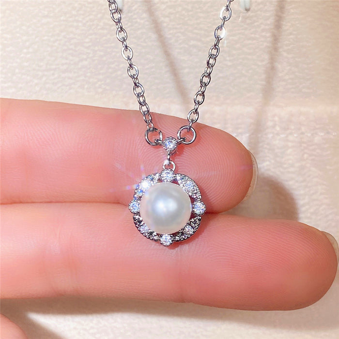 Wholesale Imitation Pearl Pendant Clavicle Chain MOQ≥2 JDC-NE-CaoS034