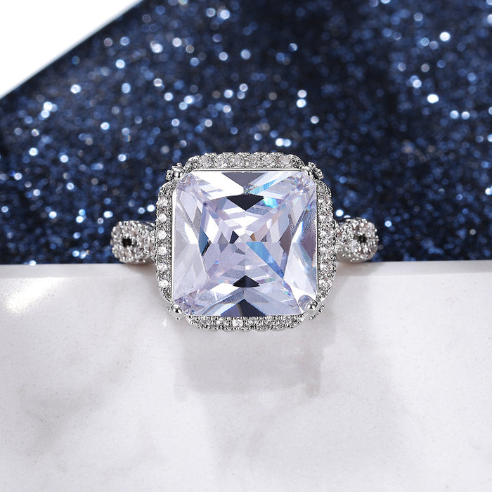 Wholesale Ring Copper Zircon Square MOQ≥2 JDC-PREMCAOS-RS-012