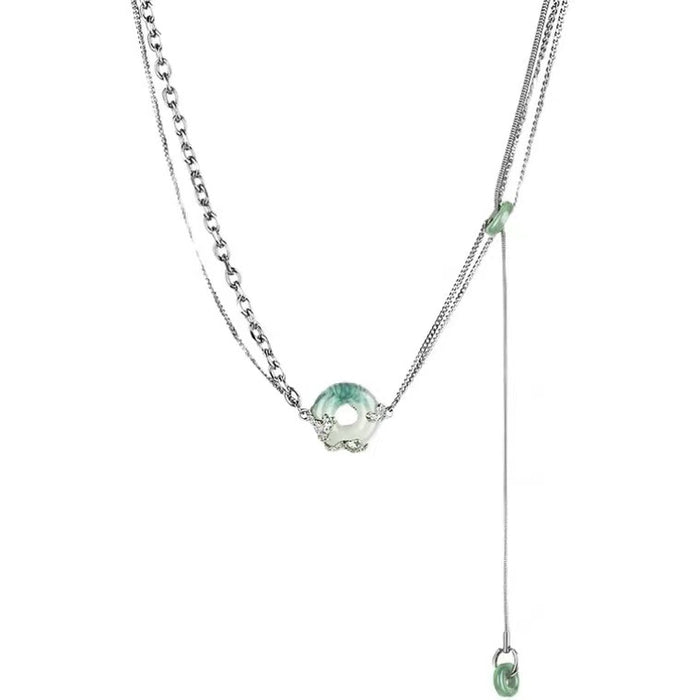 Wholesale necklace female ins niche design round jade tassel JDC-NE-NQ001