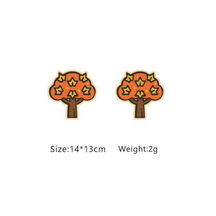 Wholesale Earrings Wooden Autumn Orange Pumpkin Coffee Milk Tea Cups JDC-ES-Xuep077