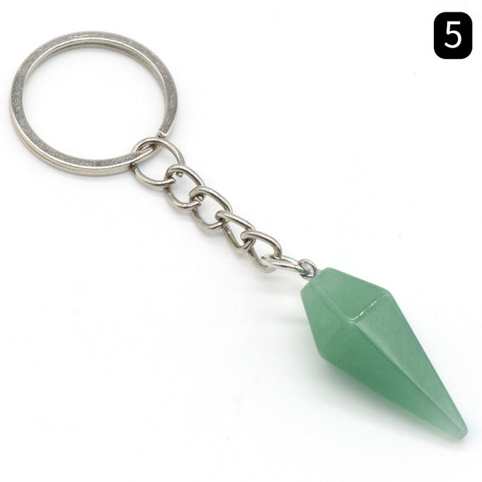 Jewelry WholesaleWholesale Natural Crystal Agate Stone Hexagonal Cone Keychain MOQ≥2 JDC-KC-KeS001 Keychains 科索 %variant_option1% %variant_option2% %variant_option3%  Factory Price JoyasDeChina Joyas De China