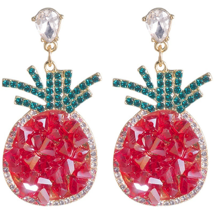 Jewelry WholesaleWholesale pineapple fruit Earrings Silver needle crystal red Earrings JDC-ES-AIS001 Earrings 艾珊 %variant_option1% %variant_option2% %variant_option3%  Factory Price JoyasDeChina Joyas De China