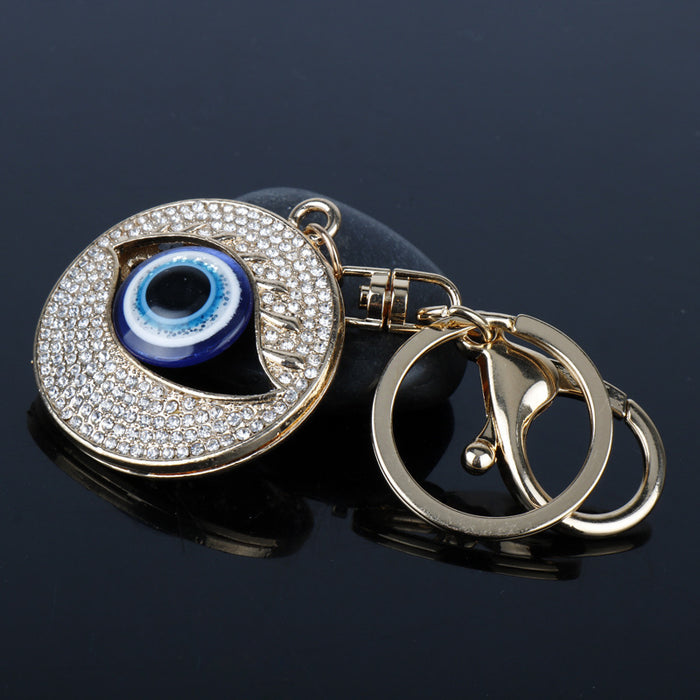 Wholesale Keychains For Backpacks Devil's Eye Round Big Eye Alloy Diamond Keychain JDC-KC-AWen016