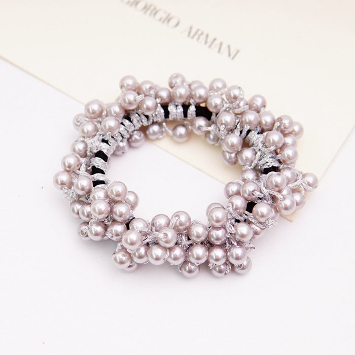 Wholesale 8 Colors Whole Circle Pearl Hair Ring Rubber Band Hair Rope JDC-HS-RXGS005