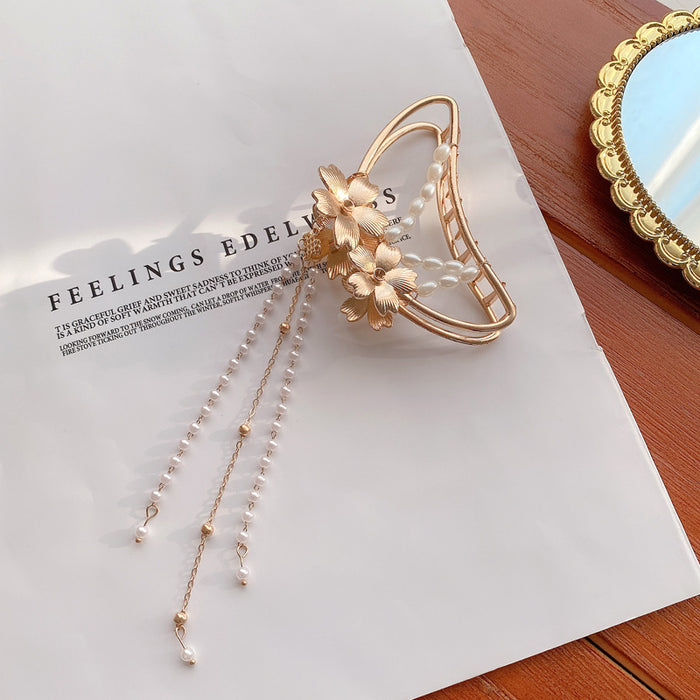 Wholesale Metal Pearl Hair Clip Stereo Tassel Butterfly Grab Clip JDC-HC-Hengx003