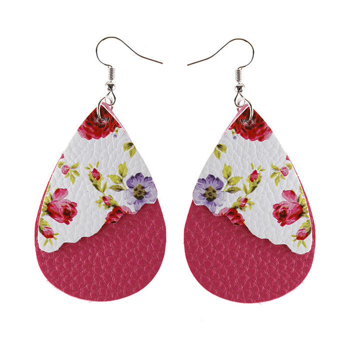 Wholesale Lychee Water Drop Wave Feature Leather Earrings MOQ≥2 JDC-ES-Miaos007