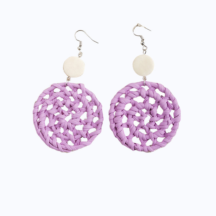 Wholesale seaside resort rattan earrings  MOQ≥3 JDC-ES-XLH011