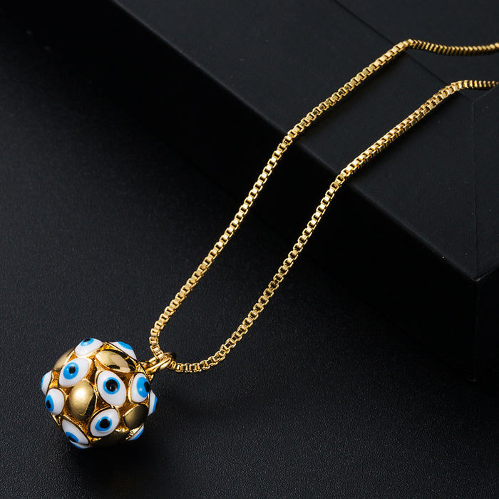 Jewelry WholesaleWholesale Real Gold Drop Oil Geometric Spherical Devil's Eye Necklace JDC-NE-yiseng003 Necklaces 镱森 %variant_option1% %variant_option2% %variant_option3%  Factory Price JoyasDeChina Joyas De China